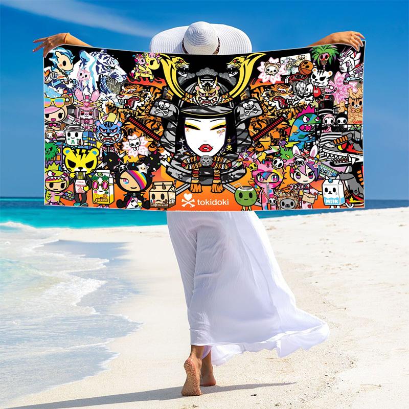 Tokidoki Anime Print Beach Towel, Large Soft Quick Dry Towel for Beach Camping Swimming