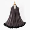 New Pearl Chiffon Malaysia Fashion Black Lace Scarves Muslim Shawl Plain Soft Turban Head Wraps Headband