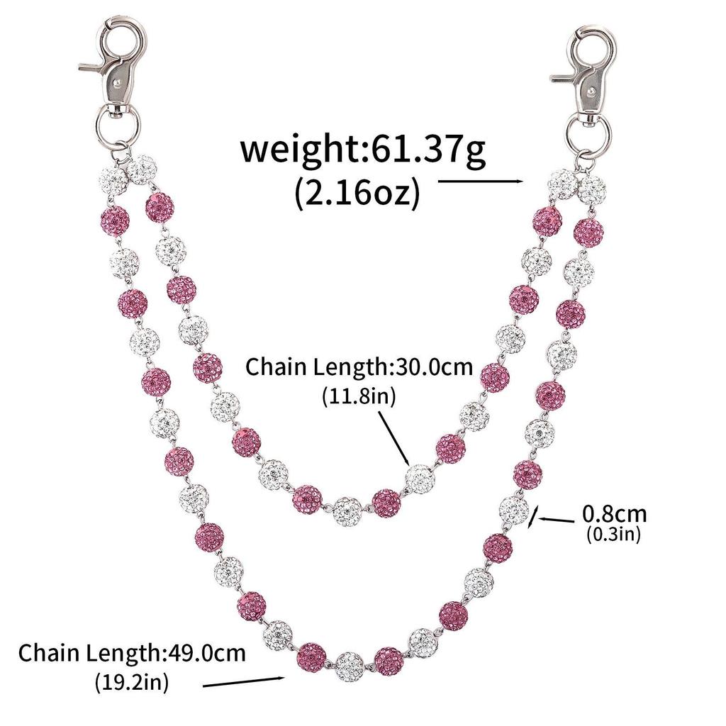 Unisex Rhinestone Double-Layer Hip Hop Waist Chain - Trendy Punk Denim Pants Accessory