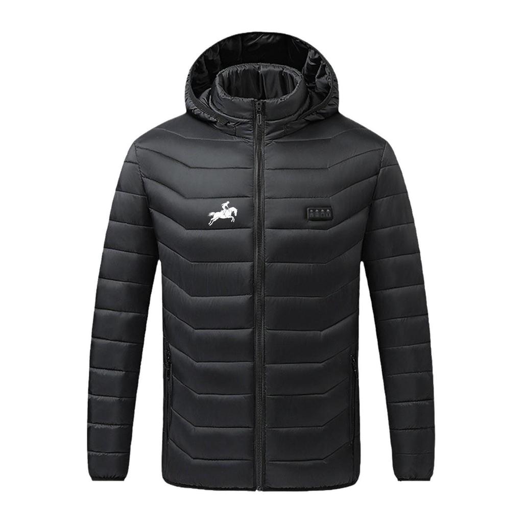 Smart Heated Winter Jacket with Hood for Men, Thick Warm Cotton, USB Charging