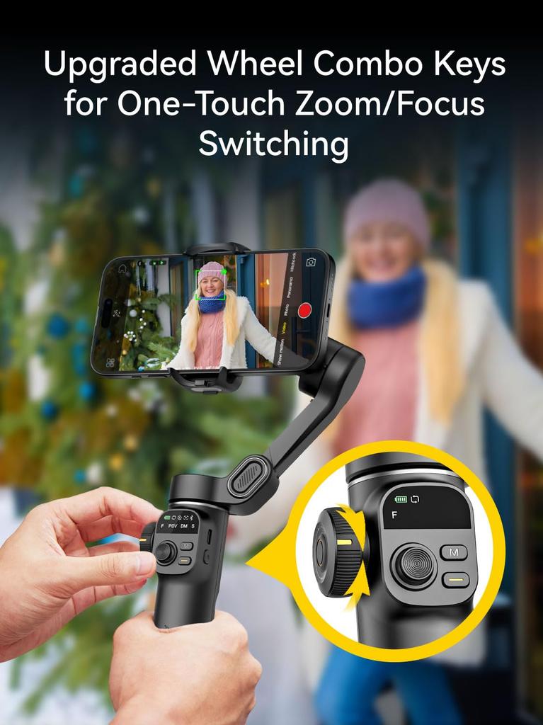 AOCHUAN Smart X2 Gimbal Stabilizer for iPhone Gimbal with Extension Portable Gimbal Stabilizer with OLED Display for Perfect for and Vlogging Black