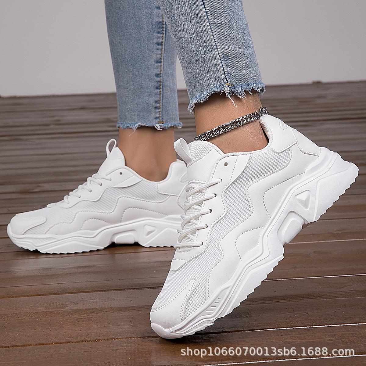 

Папины кроссовки Сетчатые дышащие повседневные кроссовки Уличная мода Универсальные студенческие беговые тканевые кроссовки 42 белый