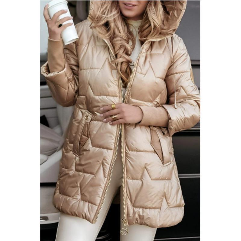 Winter new women's hooded cotton-padded clothes with three zippers and hooded cotton-padded clothes.