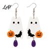 Playful Holiday Accessory Set 1 Pair 2D Acrylic Halloween Dangle Drop Earrings for Women Fun Party Favors Spooky Ghost Cat Pumpkin Earrings Costume