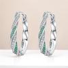 Original S925 Silver Needle Green Zircon Twist Earrings Versatile Hoop For Women Jewelry Birthday Party Fine Gifts