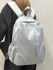 Nylon Girls Backpack With Letter Embroidery And Curved Shoulder Straps For School And Travel