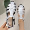 Fashion Fashion Closed Toe Rome Sandals Women 2025 Ankle Buckle Low Heel Beach Sandals Woman Cross Straps Non Slip Summer Sandles Female