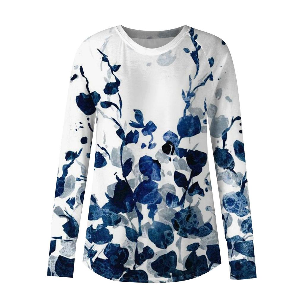Womens Oversized Sweatshirt Graphic Sweater Long Sleeve Drop Shoulder Round Shirt Tops Vintage Clothes
