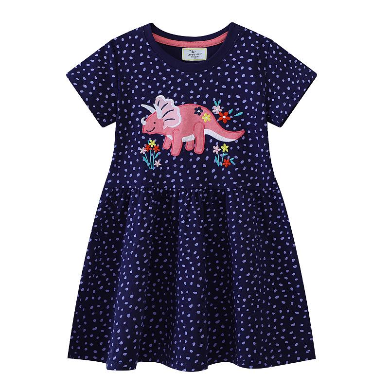 2026 Girls Summer Cartoon Embroidery Dress: Stylish Academy Style for Kids 4T