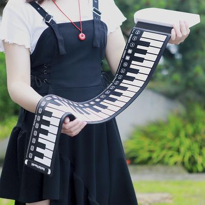 49-Key Hand Roll Up Piano Silicone Portable Keyboard Musical Instrument for Education Foldable Beginning