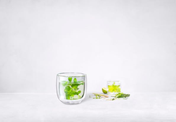 ZWILLING Dvoustěnný skleněný čajový hrnek 240ml 2 ks Izolace Chladivá izolace Tepelná izolace Dvouvrstvý hrnek Černý čaj Vhodné do mikrovlnné trouby Japonský