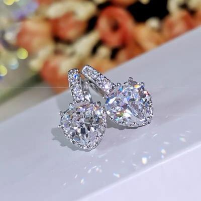 Gorgeous Simple 925 Sterling Silver Heart Hoop Earrings for Women Wedding Jewelry Cubic Zirconia Earring Female Accessory