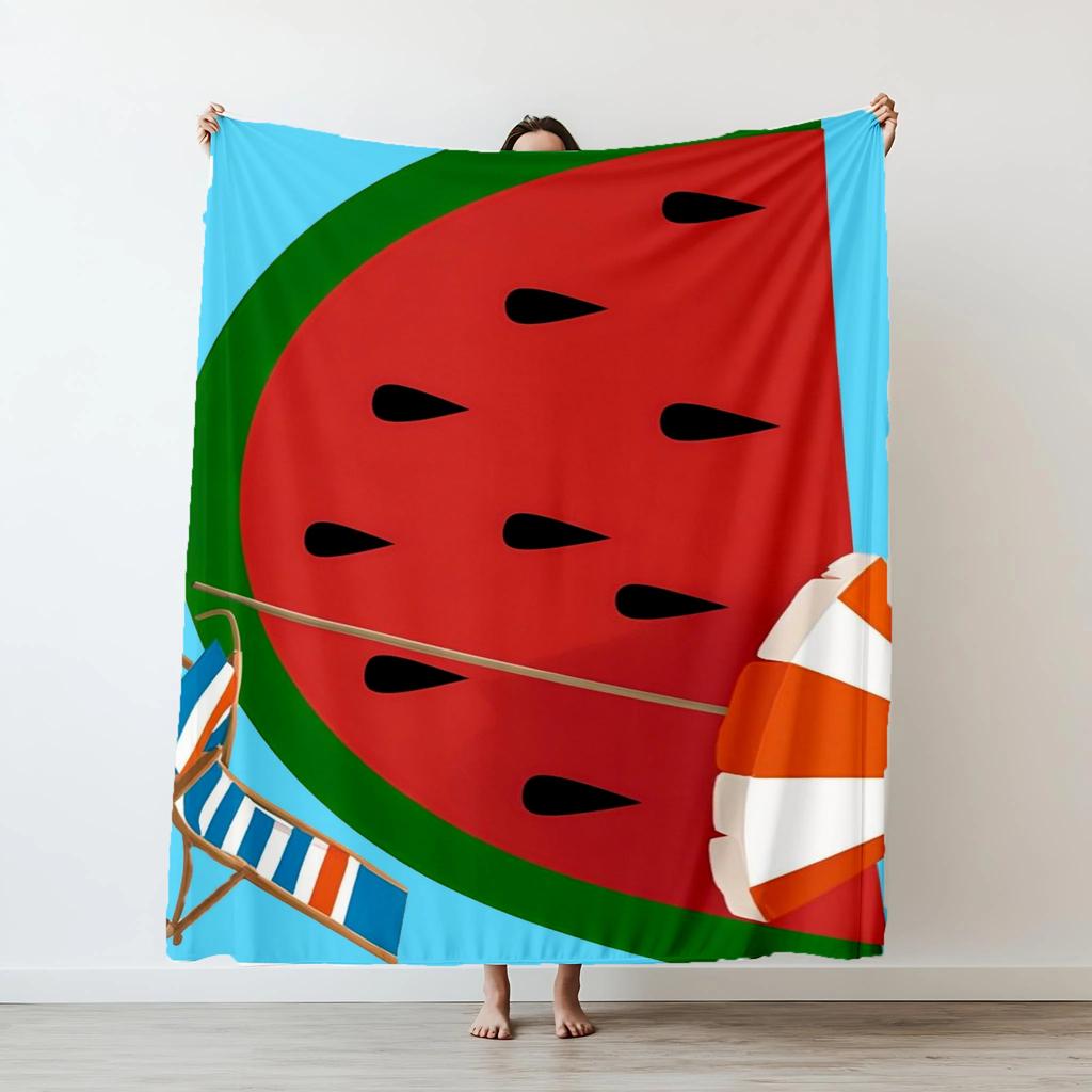Watermelon Print Throw Blanket Xcm Soft Flannel Decorative Sofa Accessory For Home Cozy Living Room