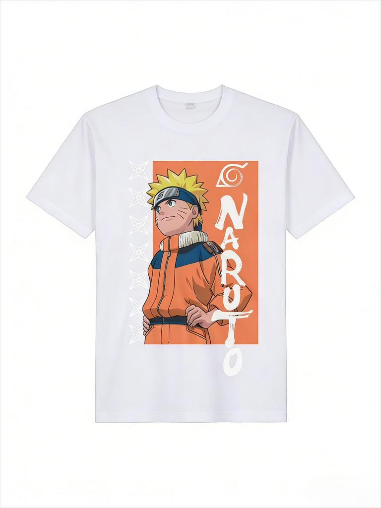 Naruto Youth Naruto Hot Blooded Style Tshirt Men with Anime Pattern Printed Short Sleeve Fashion High Quality Trendy Cotton Top