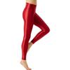 Damen Glänzende Dehnbare Leggings Breiter Elastischer Bund Unifarbene Design Yoga Pilates Fitnesshosen