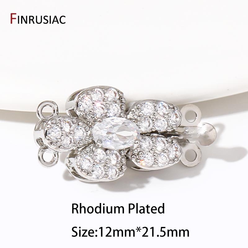 

Trendy Rhodium Plated Brass Zircon Flower Insert Clasps,Multi Strands Clasps for Layered Bracelet Necklace Making Supplies 1 piece