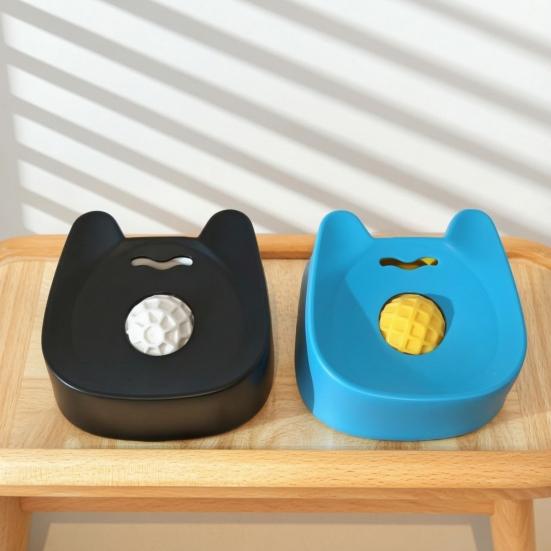 Haustier-Leckschale Langsamfresser-Schale mit rollender Kugel Hundenapf mit rutschfester Basis Katzen-Leckspielzeug für flüssige Leckerlis Joghurt Knochenbrühe