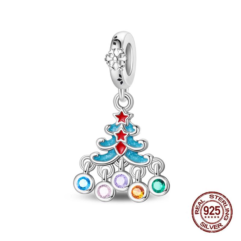 Original 925 Silver Charms Beads Winter Snowflake Snowman Igloo Penguin Pendants Fit Bracelet Charms Women Jewelry Gift