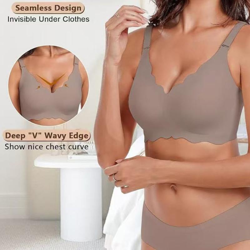 Plus Size Wireless Seamless Soft Support Anti Sagging Gathering Bra For Women