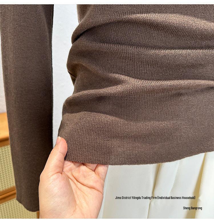 Versatile One-Shoulder Long-Sleeve Knit Top - Slimming Women's Fashion Shirt