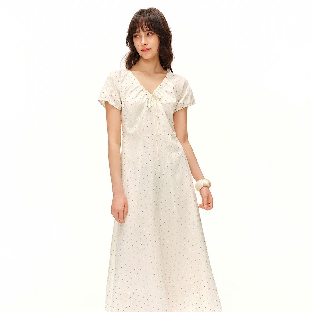 Eiaenlei Ar_Dot Drawstring V-Neck Dress