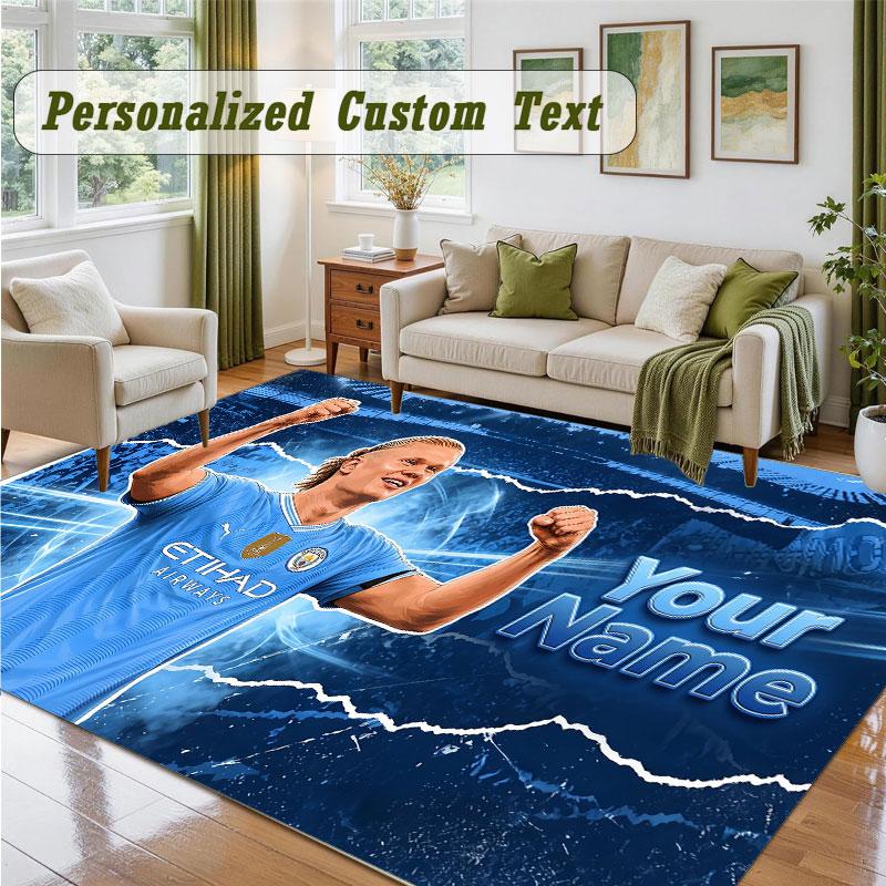 Crystal Velvet Square Rug Custom NameErling Haaland Pattern Non Slip Home Floor Decor Rug