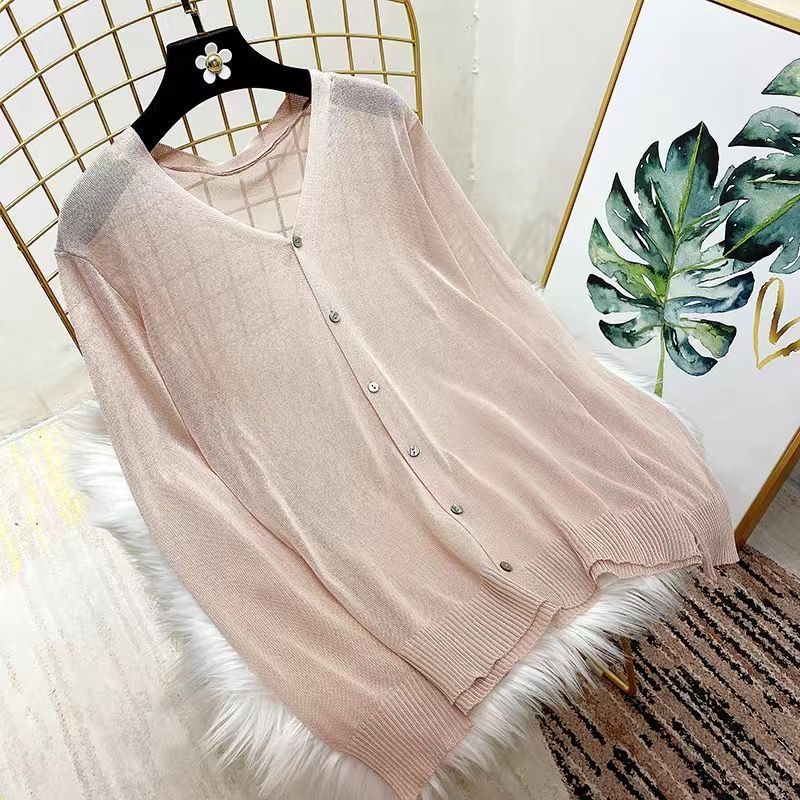 Spring and Summer New Style V-neck Thin Sweater for Women Summer Sun Protection Clothing for Women Cardigan Jacket