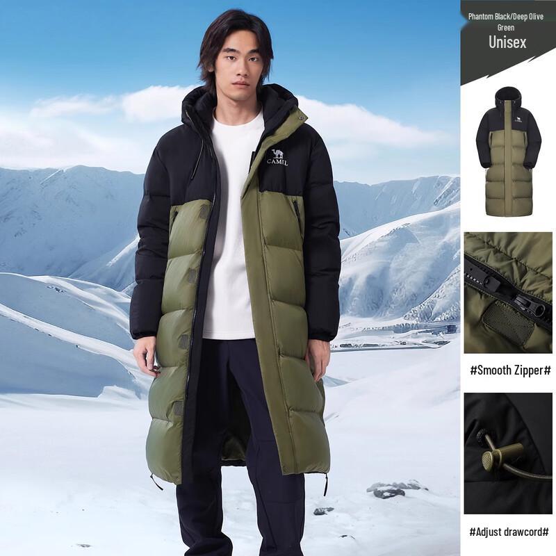 CAMEL Unisex Mid-length Puffer Down Jacket A34CR07701