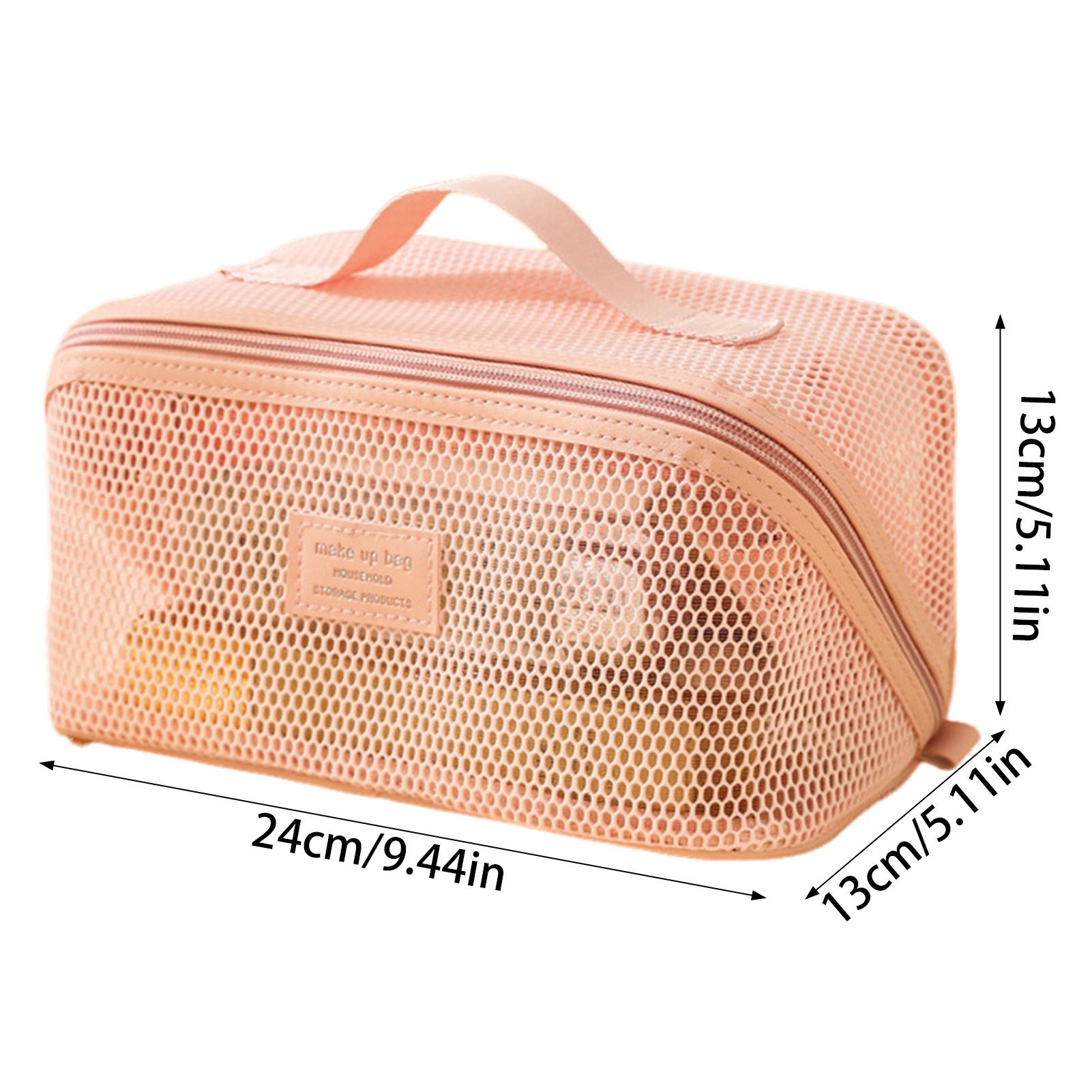 

Сумка для хранения туалетных принадлежностей большой вместимости, сетчатый дизайн, сумка для туалетных принадлежностей, органайзер для ванной комнаты для косметики, туалетных принадлежностей, средств по уходу за кожей розовый
