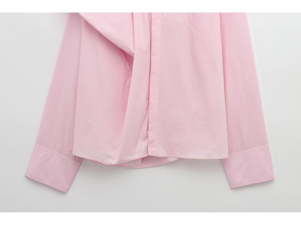 2025 Spring European & American Style Women's Puff Shoulder Poplin Fashion Shirt