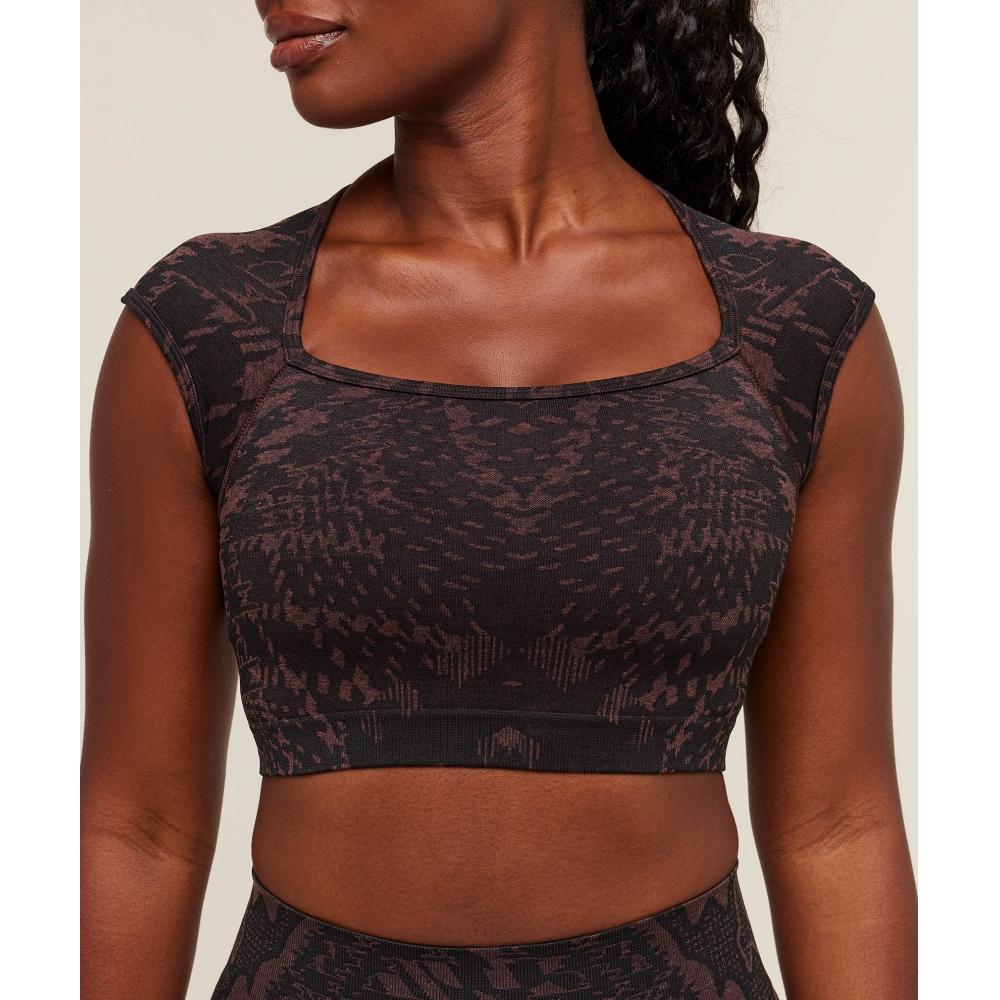 Gymshark Adapt Houndstooth Midi Top Black Reset Pink B5b8h Kc4l