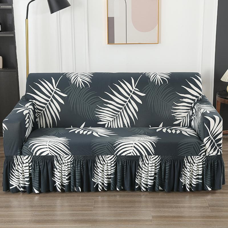 Printed Sofa Cover Stretch Couch Covers Patterned Slipcovers With Skirt Washable Spandex Furniture Protector For Living Room