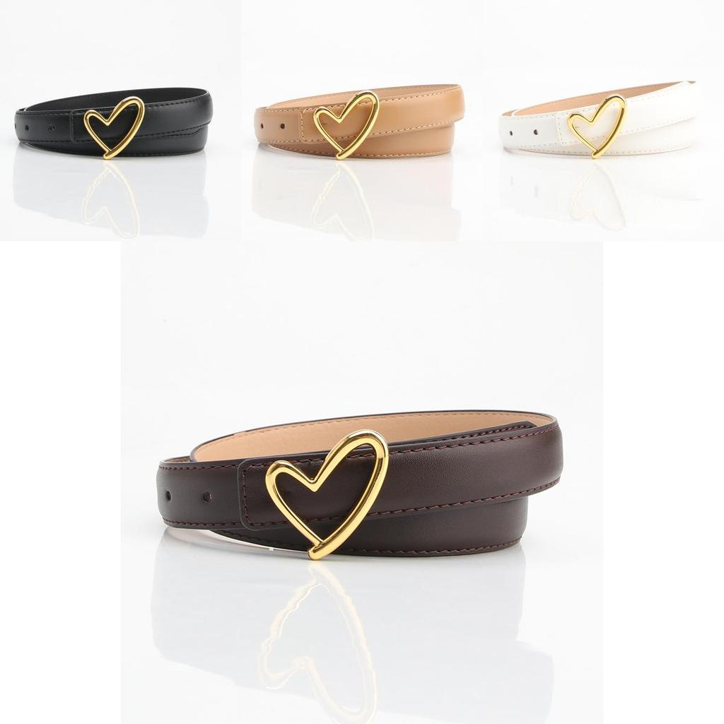 Stylish Womens Belt With Heartdesigned Metal Buckle And Embossed Faux Leather