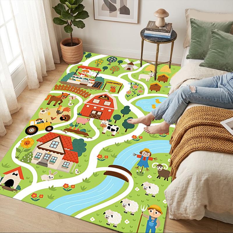 Farm Map Living Room Nonslip Area Rug Soft Carpet For Bedroom Game Playroom Sofa Office Home Decor Doormat Christmas Gift C9301867