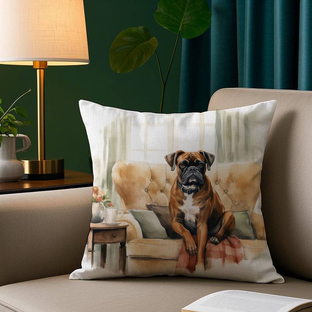 

Watercolor Pet Dog Pillow Case Short Plush Print Cushion Cover Square Throw Pillow Covers Sofa Home Decor 12x12Inch