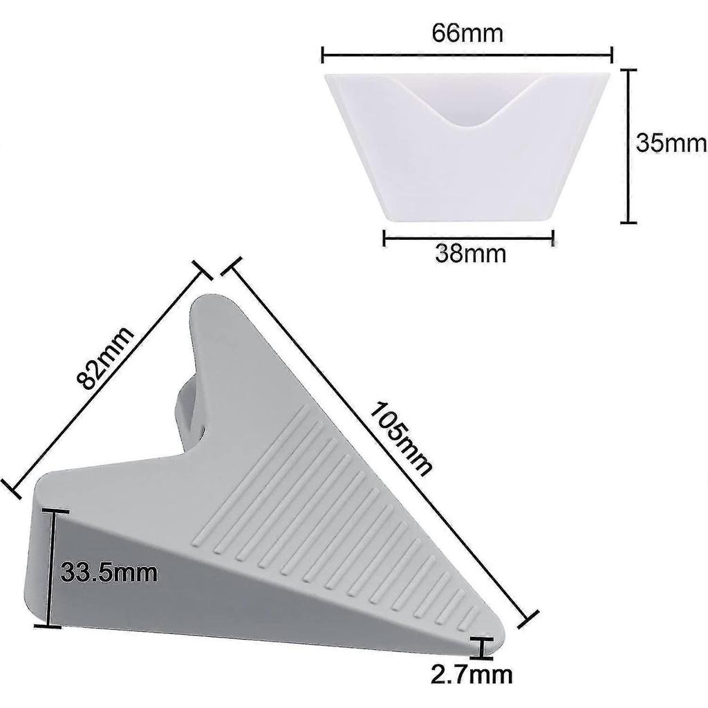Set Of 2 Door Wedges, No Overhang Rubber Door Stops, Support For All Types Of Flooring, Gray