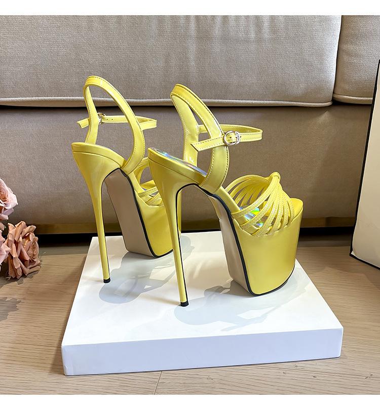 NEWWomen Gladiator Party Sandals Summer19cm 22cm Thin High Heels Platforms Shoes Peep Toe Buckle Big Size Pumps35-50