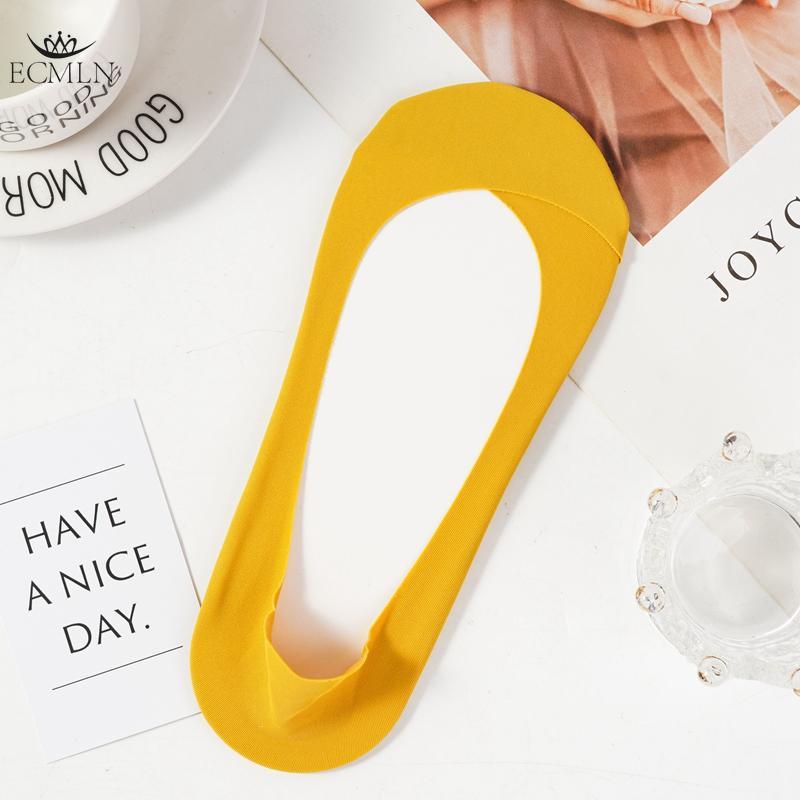 

Женские носки Ice Silk Boat Socks с нескользящей пяткой, летние невидимые носки из чистого хлопка, тонкие носки one size жёлтый