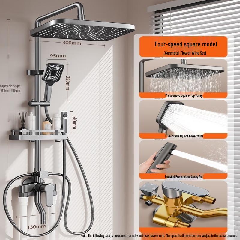 German Style Wall-Mounted Brass Shower Faucet Set