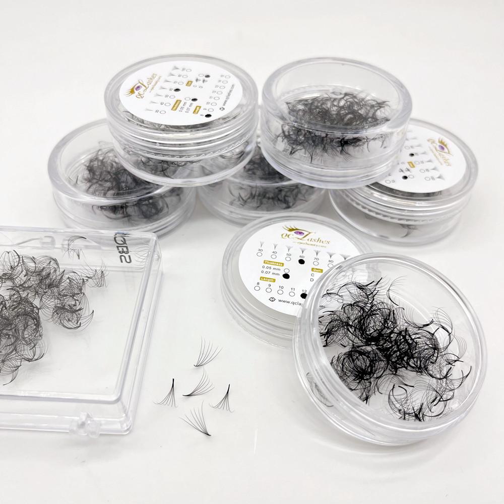 Flauschige 500/1000 lose vorgefertigte Wimpernfächer mit handgefertigter spitzer dünner Basis 6D 8D 10D 20D vorgefertigte Volumen-Wimpernextensions
