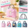 Insulated Lunch Tote Bag with Cartoon Print Zipper Closure Top Handle Portable Lunch Box for Adults and Kids
