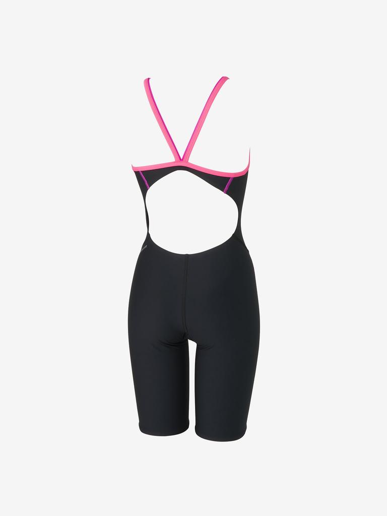 Speedo Zebra Stack TurnS Kneeskin Competitive Training OT Women's Swimsuit, Black/Pink,