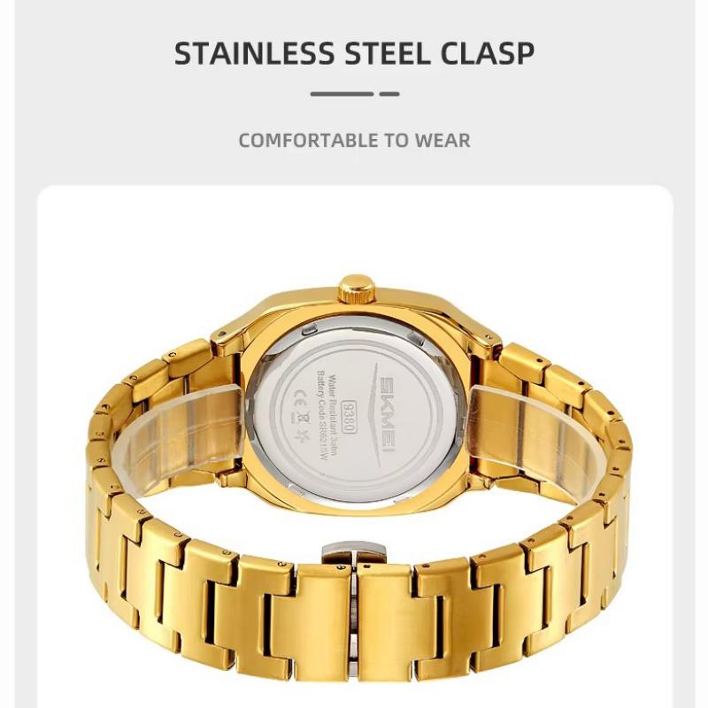 Mens Wristwatch Square Quartz Watches Waterproof, Date Function, Stainless Steel Band & Buckle