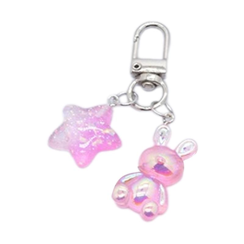 Multifunctioanl Key Ornaments with Colorful Star and Rabbit shaped Pendant Charm Fashion Metal Key Accessory for Women