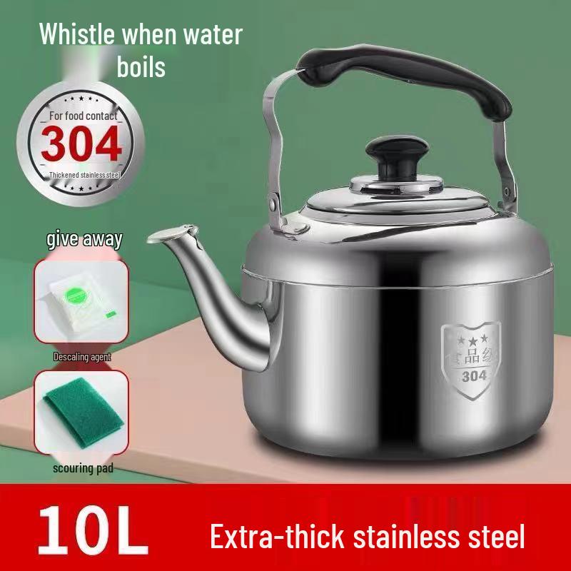 Large Capacity Stainless Steel Whistling Kettle - Thickened for Household or Commercial Use On Gas Stoves