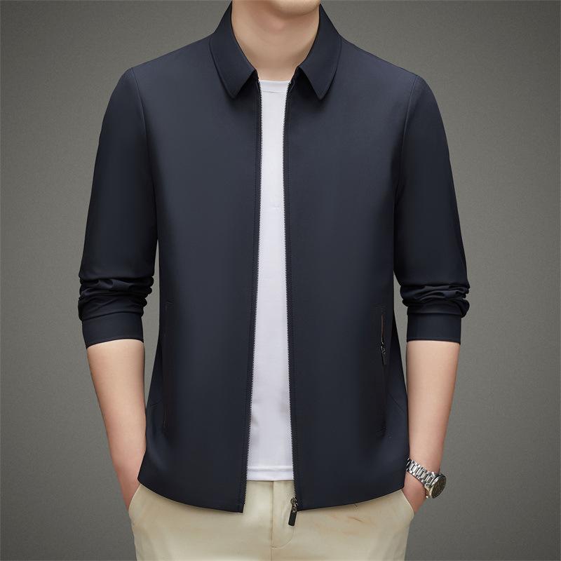 Autumn New Middle-aged and Young Fashion Lapel Jacket Jacket Korean Version Business Casual Long-sleeved Top Jacket