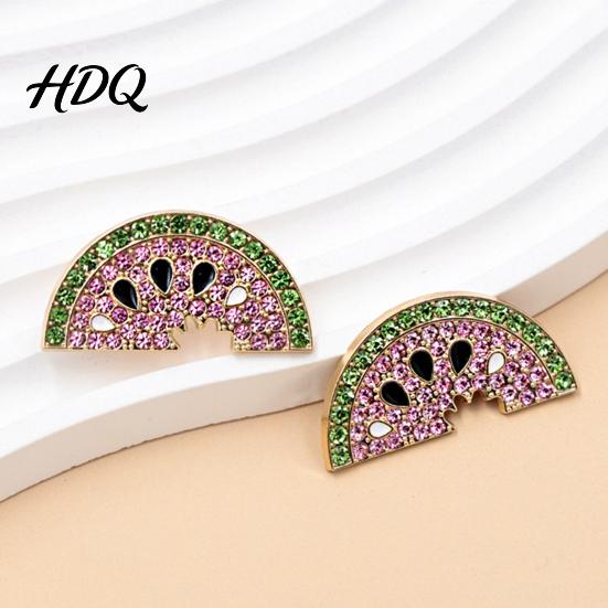 Women Alloy Badge 1/2Pcs Rhinestone Watermelon Slice Brooch Sparkling Fruit Lapel Pin Sweater Summer Pin Cardigan Coat Suits Accessories,