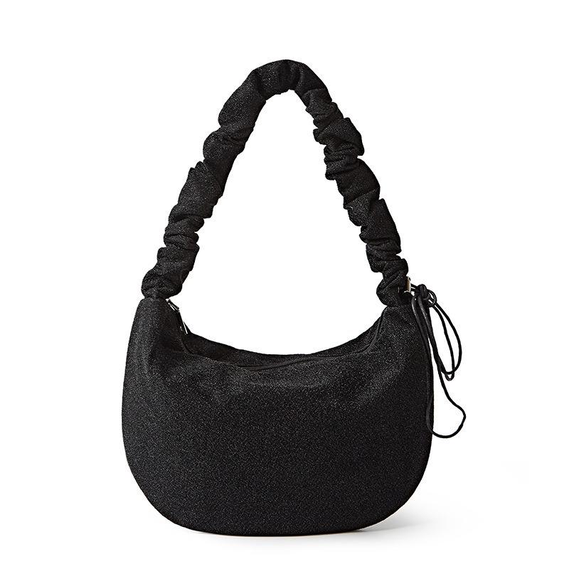 New high-end soft waxy texture pleated dumpling bag casual messenger bag women's large capacity shoulder armpit bag