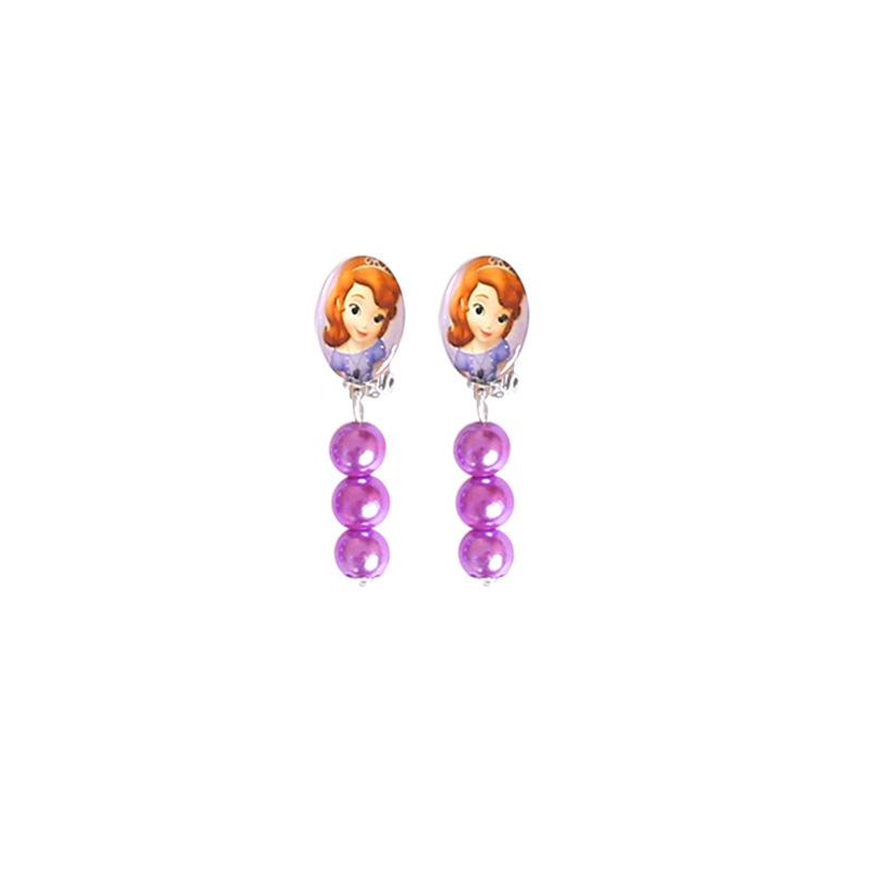 Princess Series Children's Small Earrings Earrings Clip Frozen Princess No Pierced Ears False Earrings Cartoon Earrings