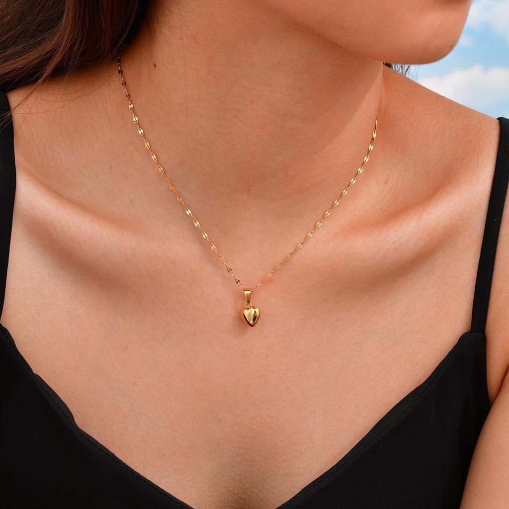 Vnox Diverse Heart Pendant Necklace For Women Girls, Stainless Steel Shell CZ Crystal Charm Choker, Fashion Jewelry Party Gifts